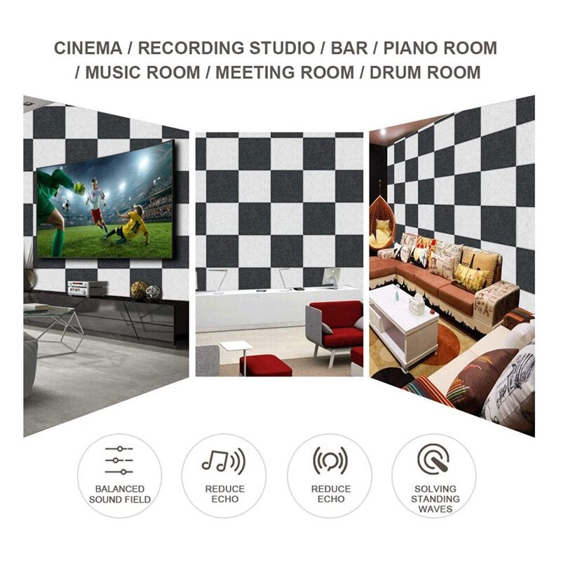 12 Pack Akoestische Panelen Sound Proof Padding, Afgeschuinde Rand Geluid Absorberende Panelen, Akoestische Absorptie Paneel