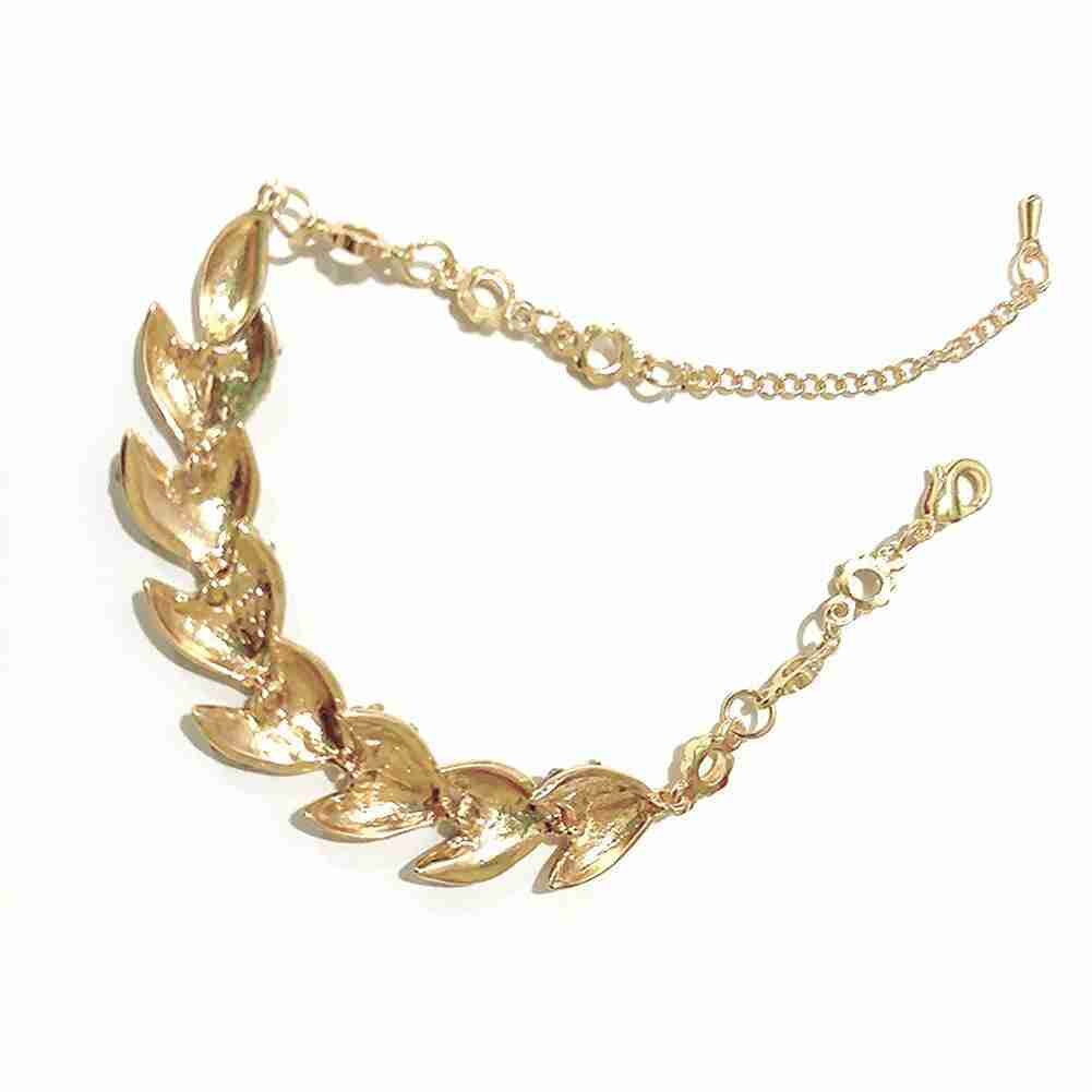 Gold Geflochtenen Blatt Armbänder Für Frauen Luxus Kristall Blatt Armbinde Hand Kette Für Braut Hochzeit Schmuck