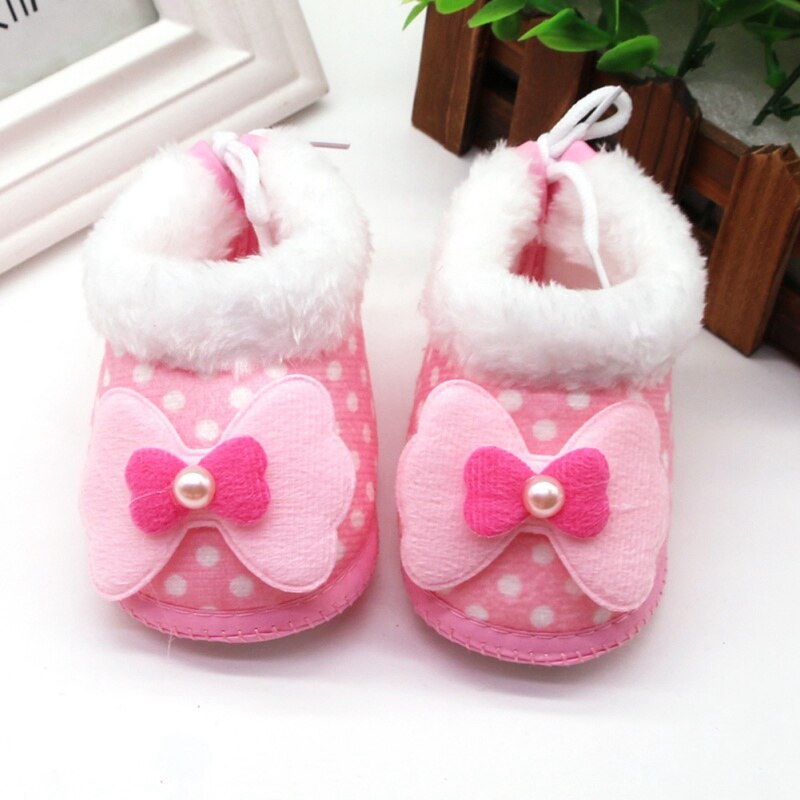 Winter Pasgeboren Baby Meisje Prinses Winter Dot Laarzen Eerste Wandelaars Zachte Zolen Baby Peuter Kinderen Meisje Plus Fluwelen Schoeisel Shoes2: Bruin / 7-12 Months