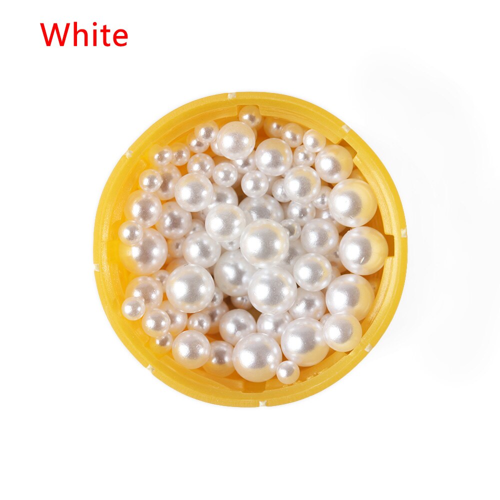 500 stk / taske 2.5-5mm bland regnbue farve rund uv harpiks efterligning perleperler intet hul løse perler diy smykker halskæde gør håndværk: Hvid
