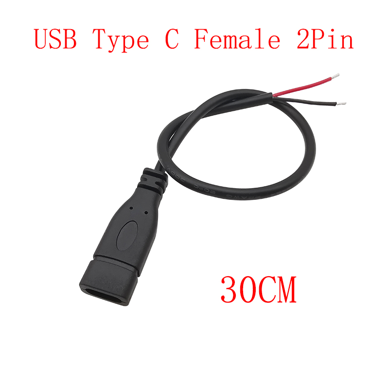 Cable de fuente de alimentación USB tipo C, adaptador de conector de enchufe macho y hembra de 2/4 pines para Cables de carga de datos, reparación de Cables DIY: Castaño / 10-19 Unids