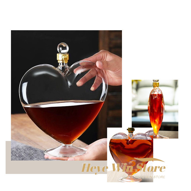 Mode Wijn Karaf Dispenser Hartvormige Wijnfles Verzegelde Whisky Wodka Sake Karaf Decoratie Heupfles Kruik