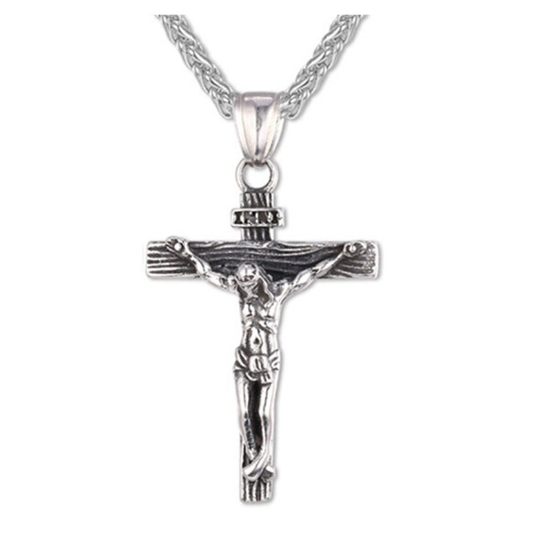 Religieuze Jesus Cross Ketting Voor Mannen Gold Kleur Cross Hanger Met Ketting Ketting Sieraden Voor Mannen: Silver