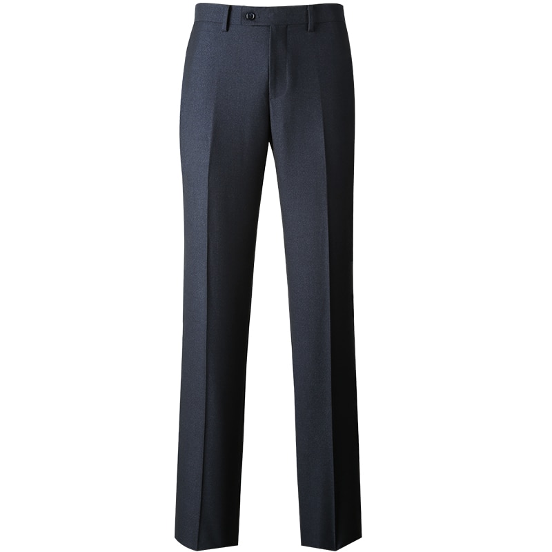 Men's Zipper Fly Wrinkle-Resistant Suit Pants Formal Business Meeting for Groom Navy Blue