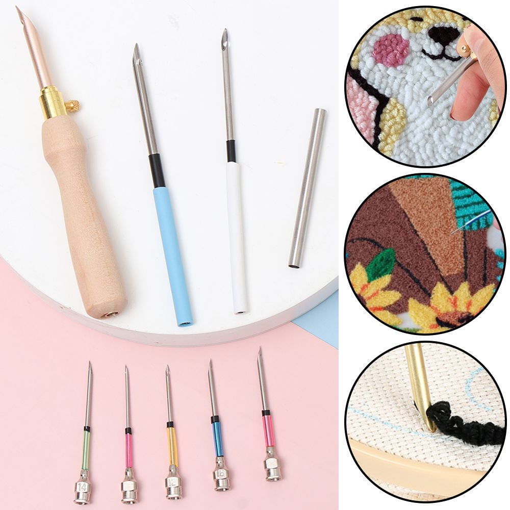11Pcs Punch Needle Tool Kit Embroidery Stitching Punch Needle &amp; Needle Threader Embroidery Poking Cross Stitch Tools Knitting
