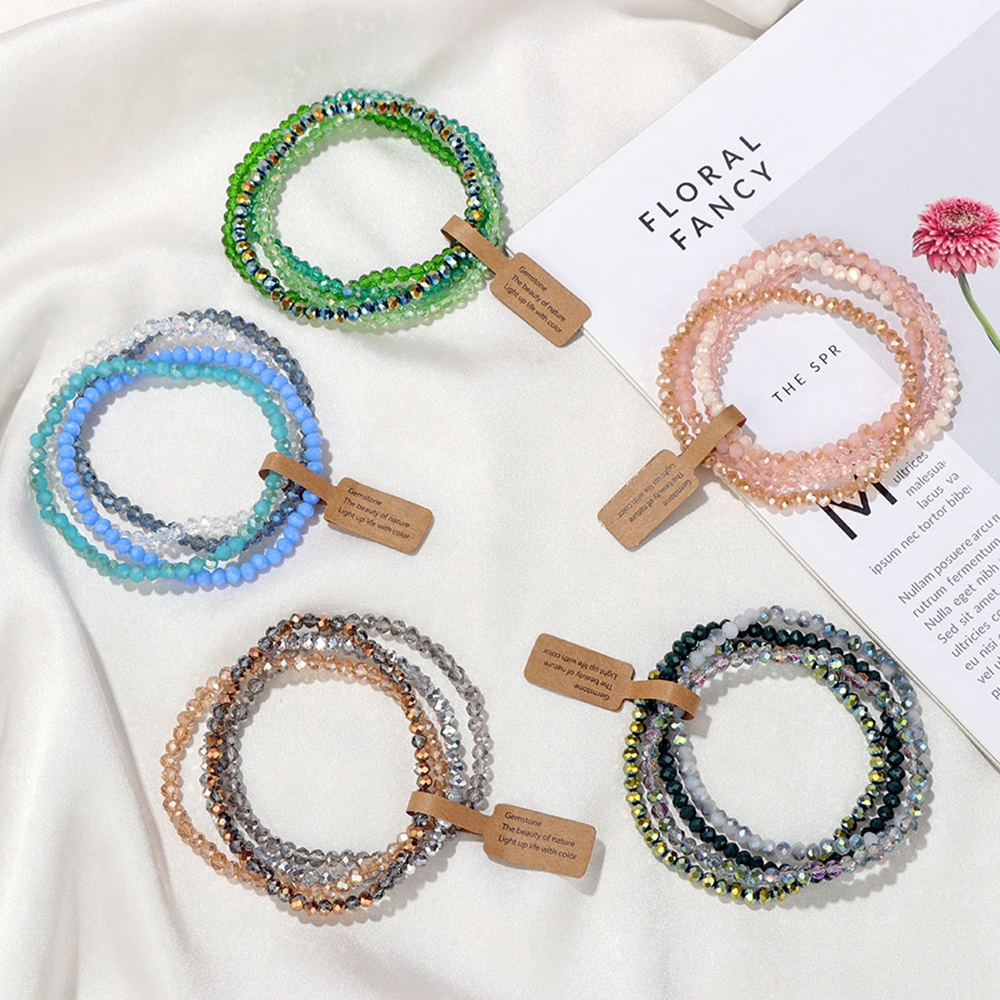 4 Uds. Pulseras de cristal brillantes para mujeres y hombres, pulsera de cuentas de cristal de serie colorida con etiqueta de deseos para el mejor amigo, de joyería