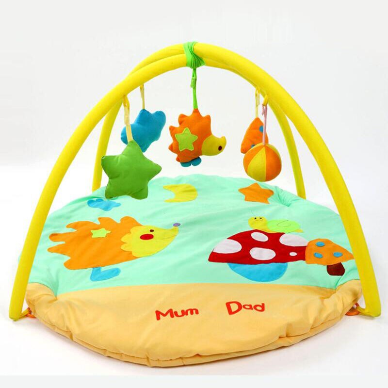 Baby ​Activity Gym 0-12M Play Mat Gym Fitness Rack Cartoon Kids Rug Animals Pad Toys Crawling Cotton Carpet Game with Rattles