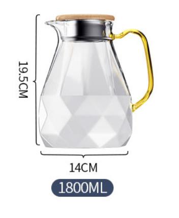 Glass vann ware diamant gjennomsiktig gull håndtak 1.8l kald vannkoker kopp kaffe te sett gass bar dekorasjon hjem kjøkken utstyr: Gryte 1800ml