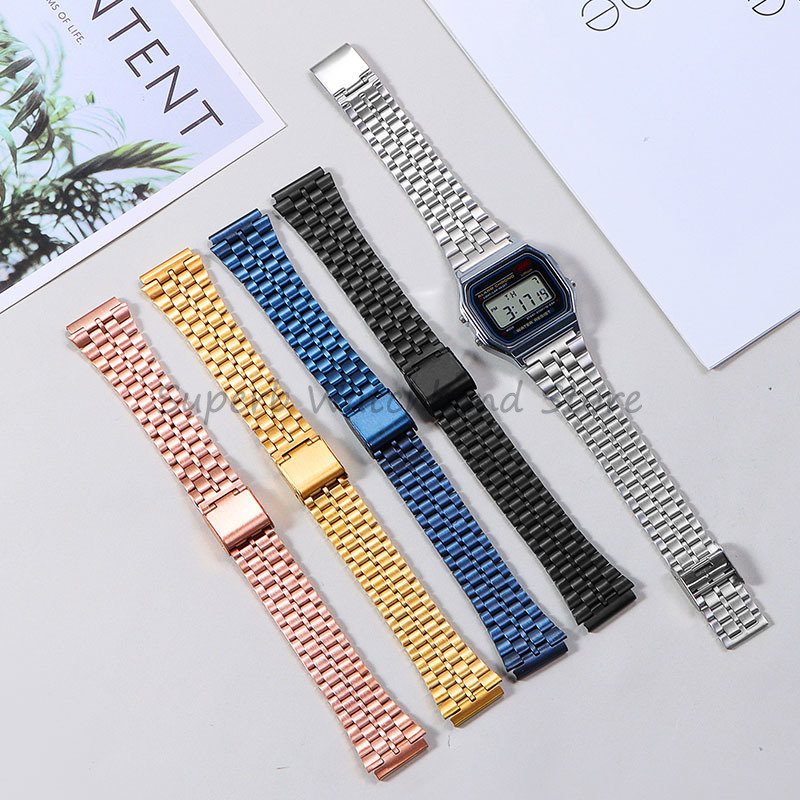 Horlogeband voor Casio F91W F84 F105 F108 A158 A168 AE1200 AE1300 18mm Metalen Armband Mannen Horloge Accessoires Vervanging