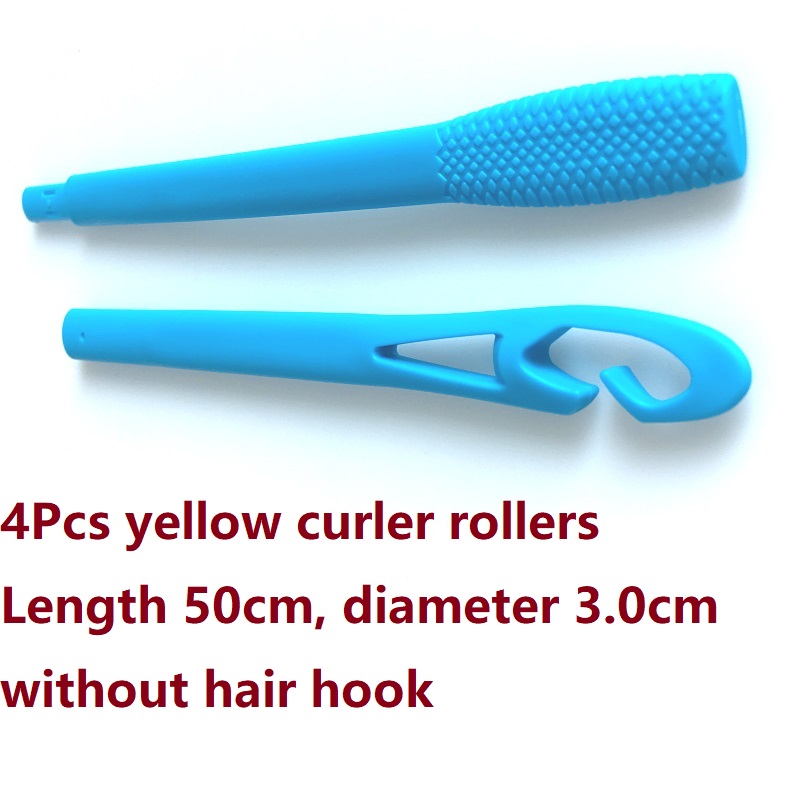 Gancho rizador de pelo Manual, 1 unidad, rodillo, palanca mágica, rizador de pelo DIY, Herramienta de Peinado de seguridad para niña: 4PCS Yellow Curlers
