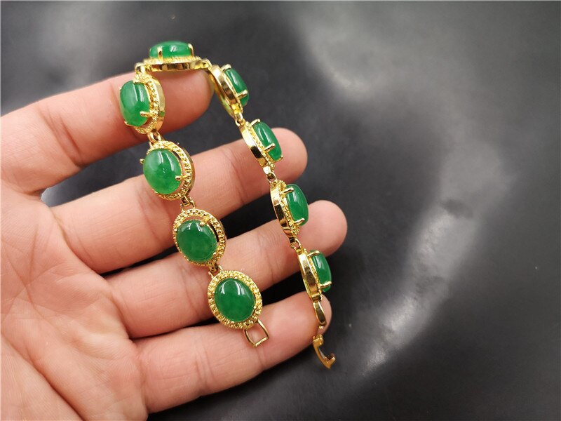 China 925 Kleur Zilver Ingelegd Met Maleis Jade Armband