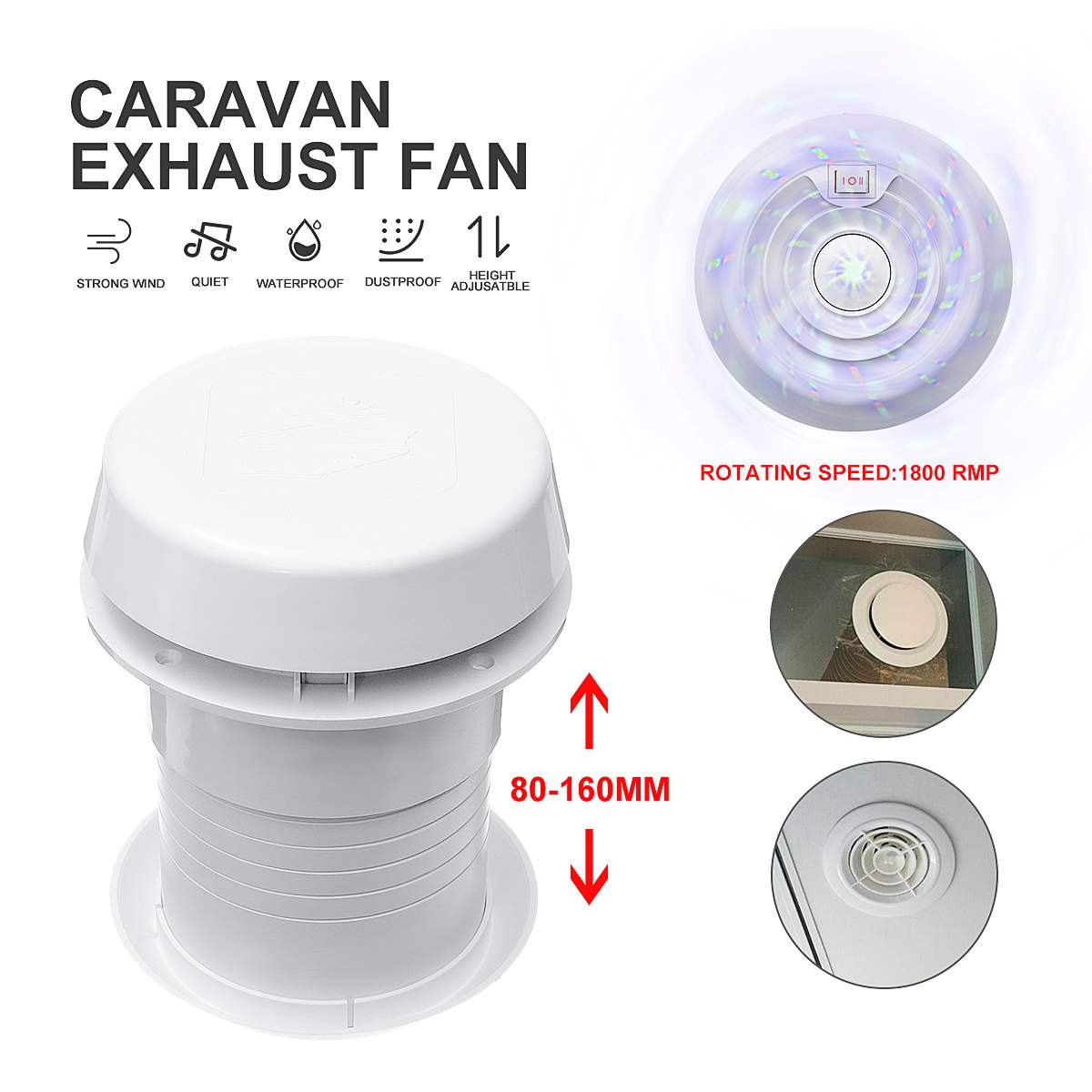 12V Roof Vent Ventilation Cooling Exhaust Fan Noiseless RV Energy-saving Motorhome For Travel Motor Homes Trailer