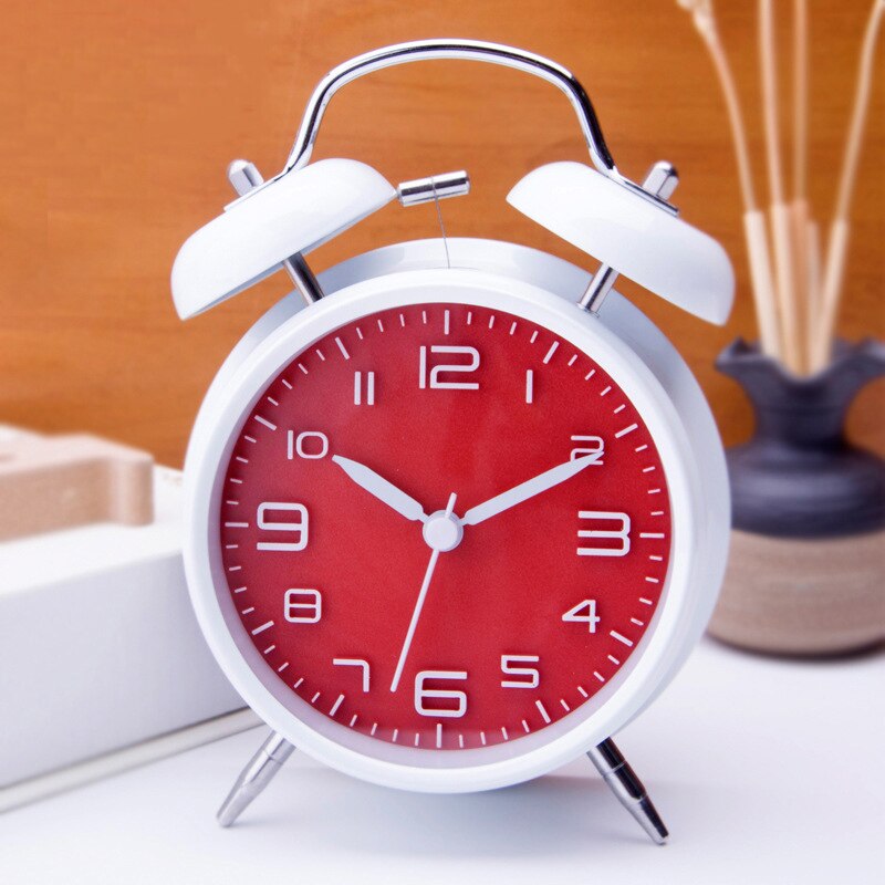 Reloj despertador de doble campana de 4 pulgadas para niños, cronógrafo de Metal con personalidad, , luminoso, para sentarse, decoración del hogar