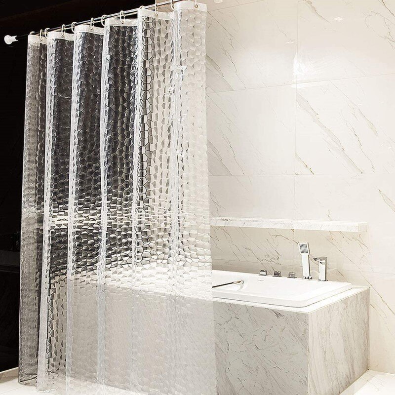 Tenda da doccia 3D tende da bagno trasparenti impermeabili a prova di muffa tenda da bagno moderna in EVA ambientale con ganci: W150xH180cm