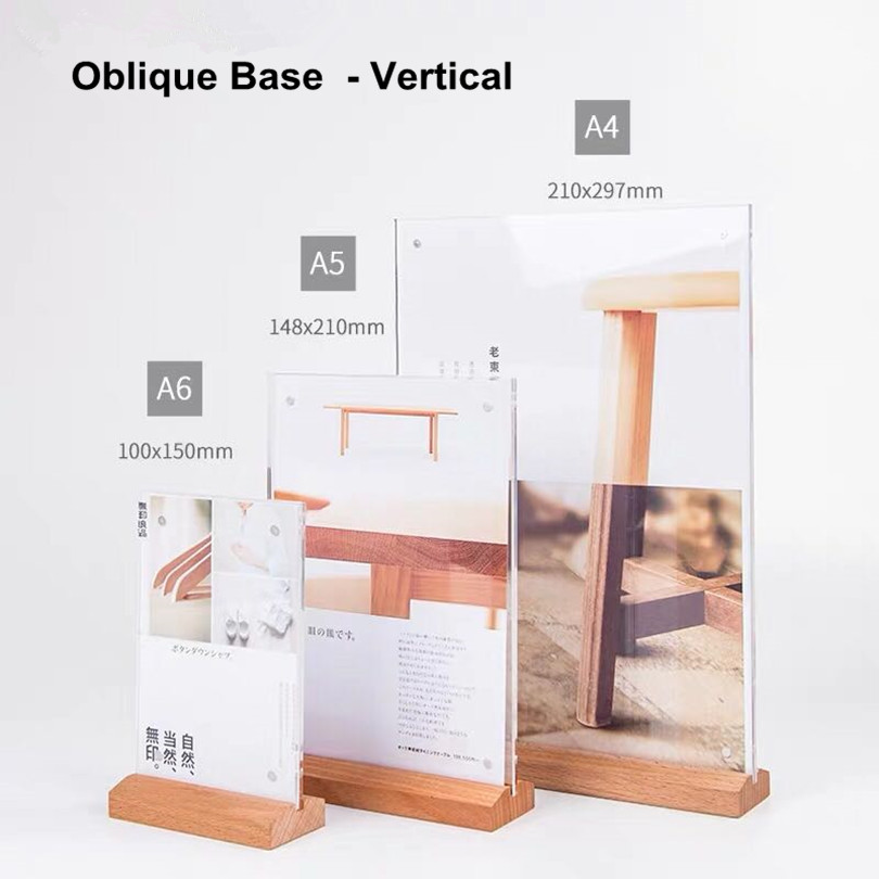 A5 – carte de tente de Table verticale transparente, pour Restaurant en bois, en plastique, en acrylique, porte-Menu Vertical, porte-signe en papier, présentoir: 2