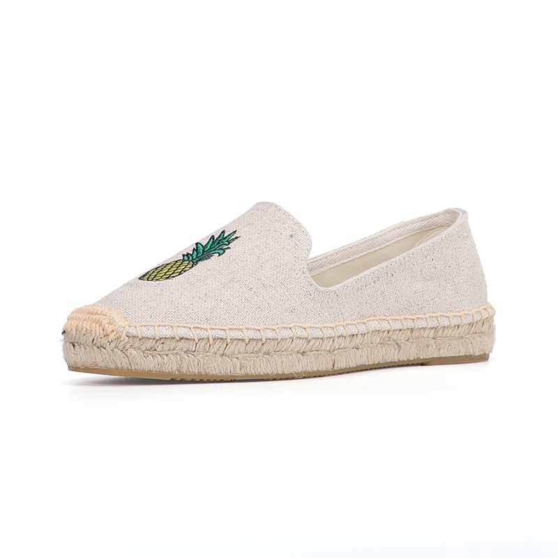 Flat Platform Woman's Slip On Flats Footwear Woman Embroidery Denim Womens Casual Espadrilles Shoes Hemp Canvas