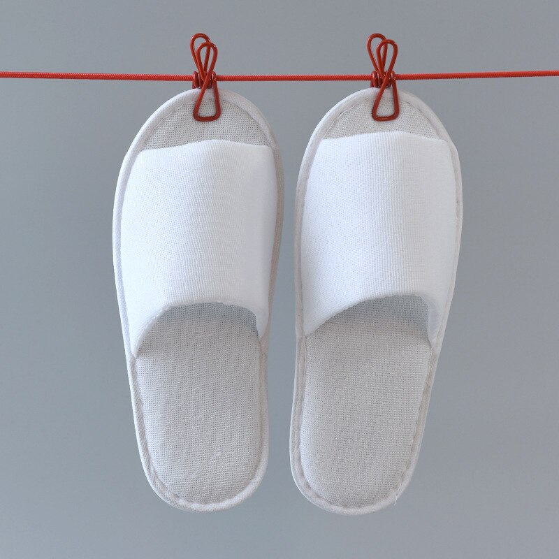 Simple Slippers Men Women Hotel Travel Spa Portable Slippers Solid Folding House Home Floor Towel Slippers Indoor: White