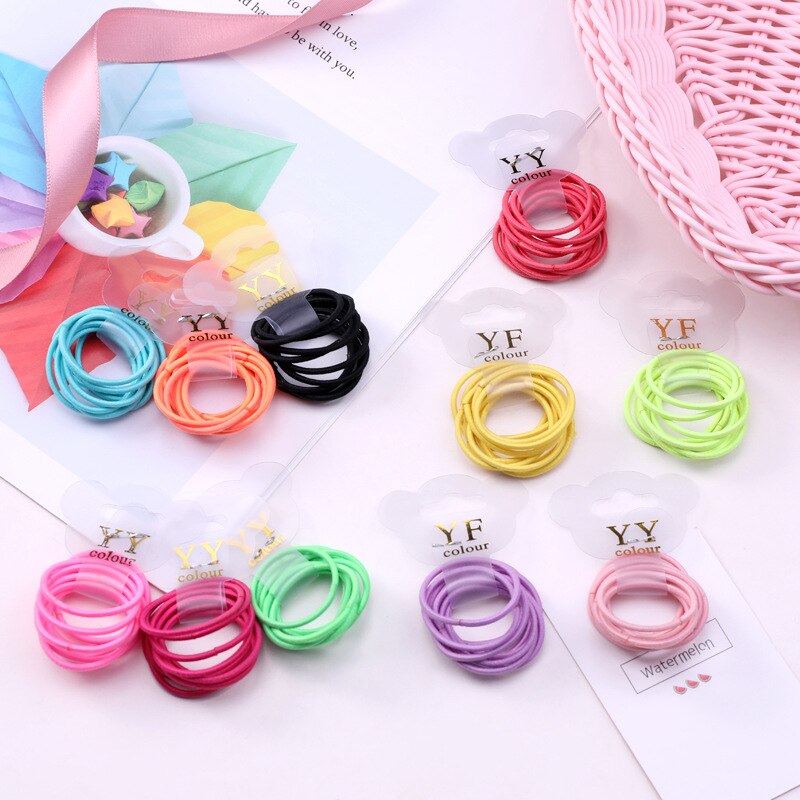 Lot d'élastiques en Nylon pour filles, couleurs acidulées, 3CM, lot de 30 pièces, bandes de caoutchouc pour enfants, porte-queue de cheval, accessoires pour cheveux
