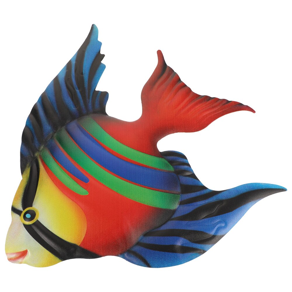 Fish Iron Hanging Ornament Hanging Wall Art Decor Craft Decoration: Blue