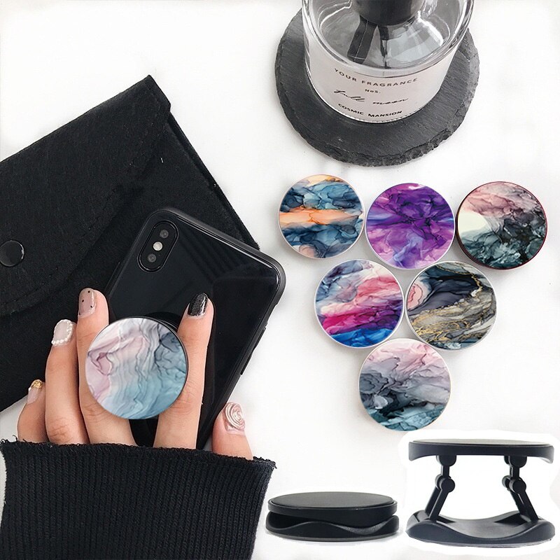 Soporte para teléfono móvil Xiaomi Redmi, accesorio Flexible de pintura con tinta de mármol degradado, agarre para anillo de dedo