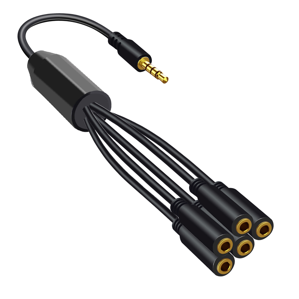 Divisor de auriculares de 3,5mm, extensor de conector Audeo, Cable auxiliar de 1 a 6 puertos, adaptador de Audio de micrófono para auriculares de teléfono, Cable divisor