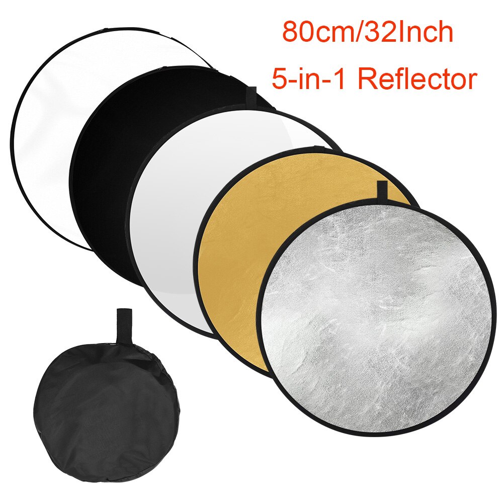 60 * 90cm/ 24 * 35inch Photography Light Reflector 7-in-1 Collapsible Multi-Disc for Studio Outdoor Photography with Carry Bag: 32Inch 5-in-1