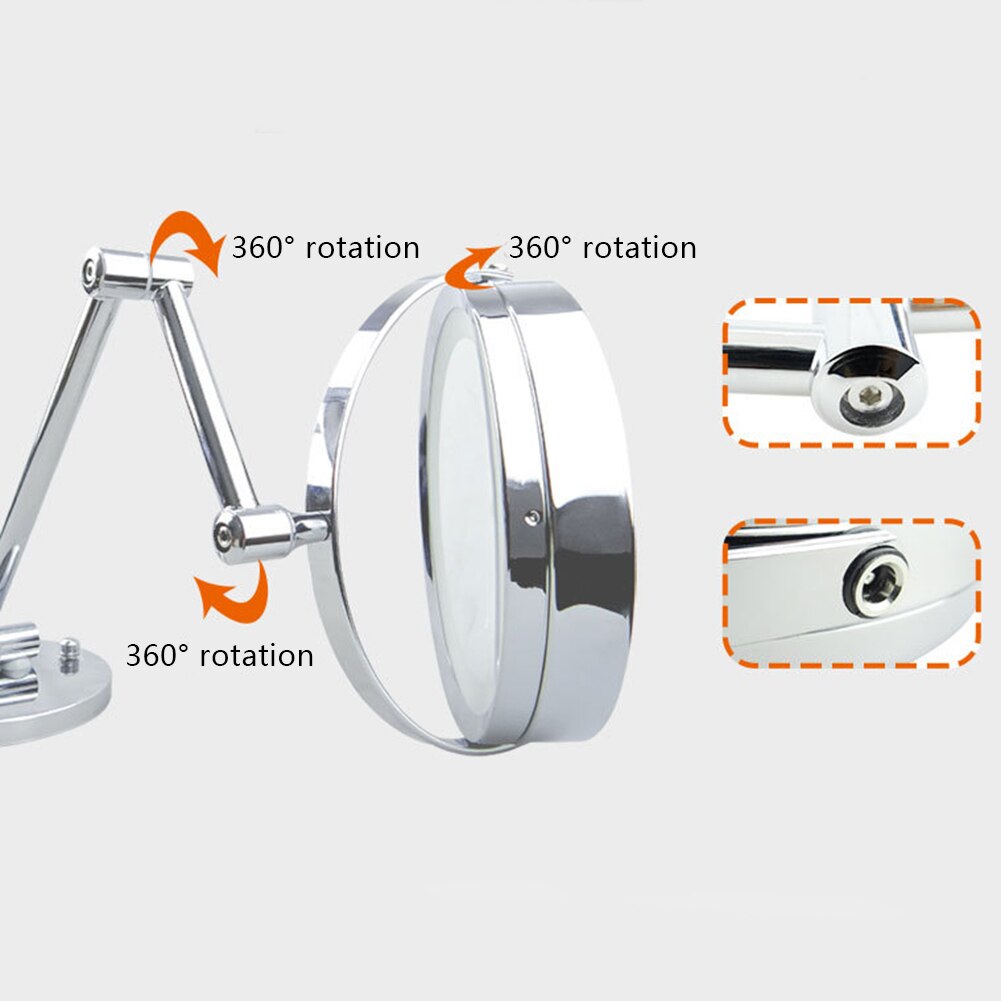 LED Dubbelzijdig Make-Up Spiegel Muurbevestiging 10x Vergroting Swivel Extension Spiegel @ LS