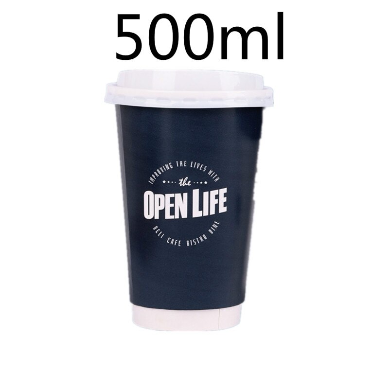 50pcs Europese stijl wegwerp koffie cup party favor double layer holle anti drink paper pakket cup met deksel