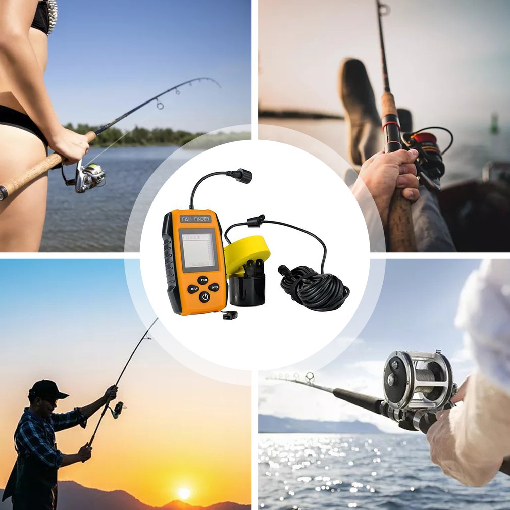 Buscador de peces portátil, Detector de peces, Sónar ultrasónico, con cable e inalámbrico, portátil, de cristal líquido
