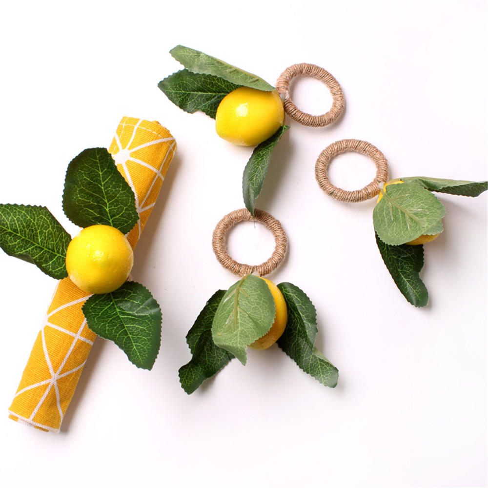 Citron servett ring metall julgran krans spänne servett ringar bröllop bankett hotell bord levererar cirkel dekoration