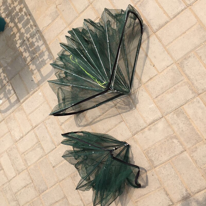 Folded 6 Hole Fishing Shrimp Automatic Trap Fishing Net Fish Shrimp Minnow Crab Baits Cast Mesh Trap Fish Trap Net