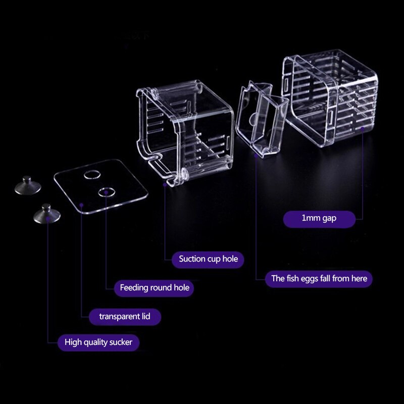 Acrylic Fish Tank Aquarium Box Small Fish Isolation Net Tropical Fish Breeding Box Production Box Hatchery Incubator Holder