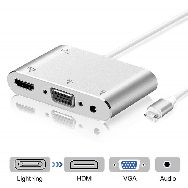 HDTV OTG Kabel Für Blitz Zu HDMI VGA 3,5mm Adapter Audio Video Adapter Für Blitz Erstreckt HUB Für iPhone/iPad Air/Mini