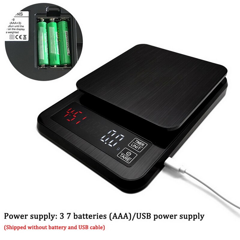 Balanza de cocina electrónica de precisión, balanza Digital LCD para café con temporizador, balanza de peso, balanza doméstica, herramientas de pesaje de alimentos