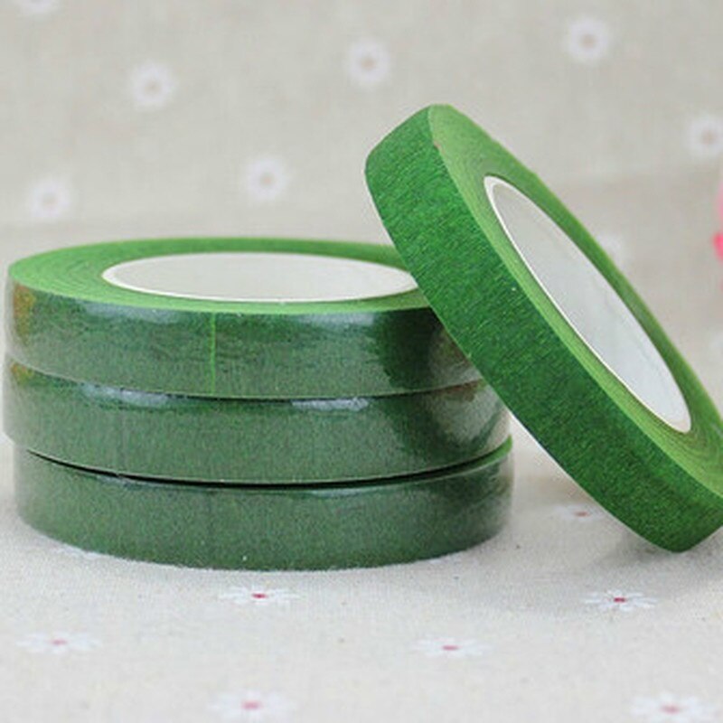 2 Rolls of 30M self-adhesive green paper with grafted film flower garland wreath DIY craft rayon flower