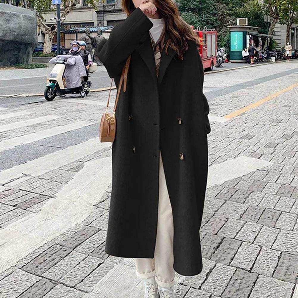 Vrouwen Wollen Jas Double-Breasted Herfst Winter Mode Losse Lange Trenchcoat Retro Losse Vrouwelijke Overjas Dames Windscherm