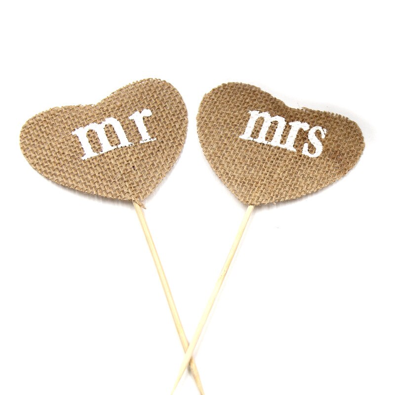 Tappning precis gift baby shower hjärta herr fru evenemang part leveranser land bröllop dekoration flagga jute säckväv linne banner