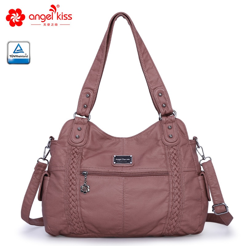 Large Capacity Brand Women Soft Multi Pocket Shoulder Bags PU Leather Leisure Shopping Tote Bag Stylish Travel Crossbody Bag