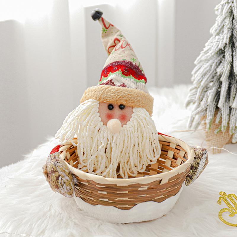 Christmas Ornaments Imitation Bark Candy Basket Three-dimensional Old Man Doll Storage Apple Basket: Santa Claus