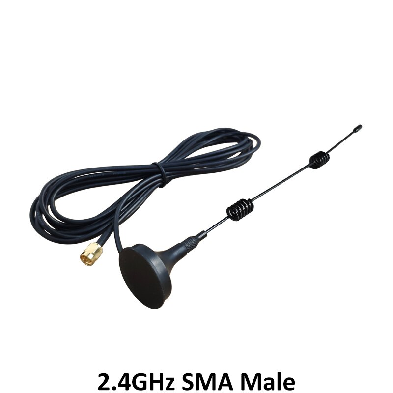 2 uds. De conector macho de antena Wifi de 2,4 Ghz, SMA 5dbi 2,4G, antena con base magnética con ventosa, cable de extensión de 3 metros, enrutador wi-fi