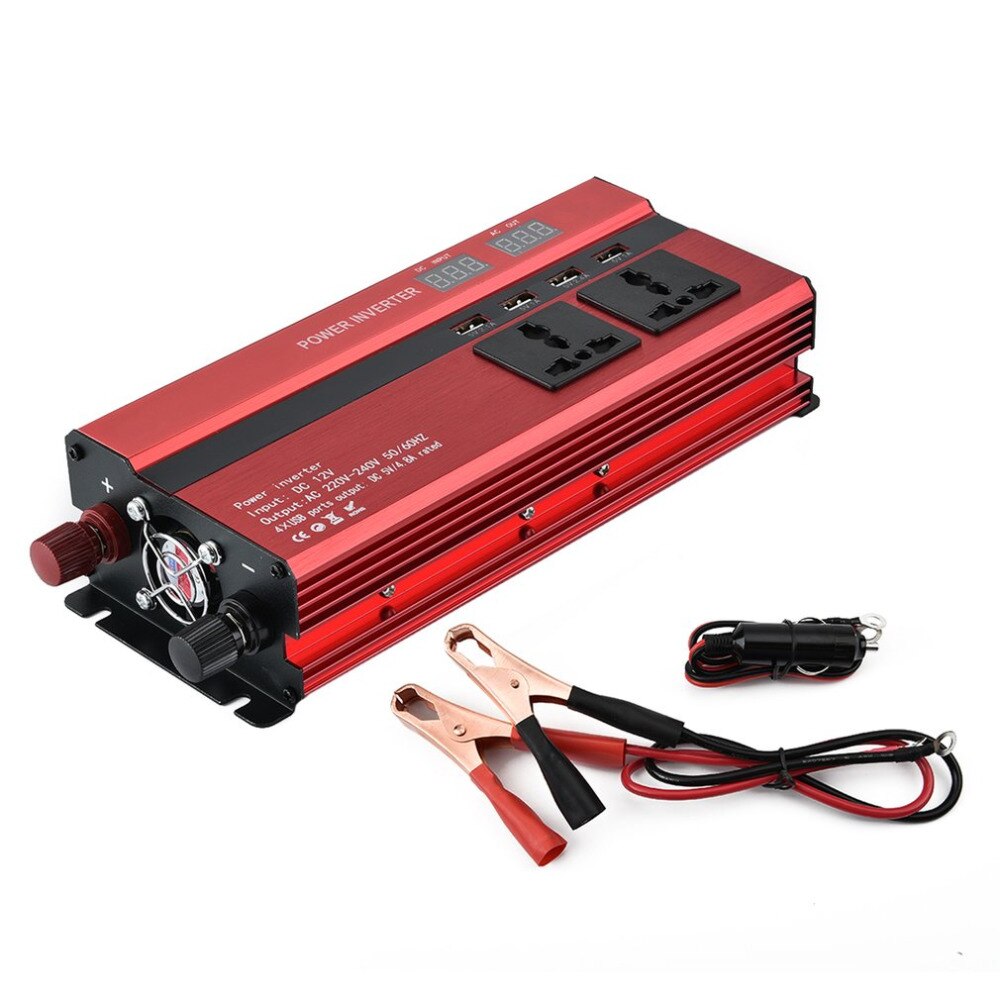 Car Styling 1000W Power Car Vehicle Inverter with LCD Display 12V-220V Automotive Converter Power Supply with 4 USB Ports