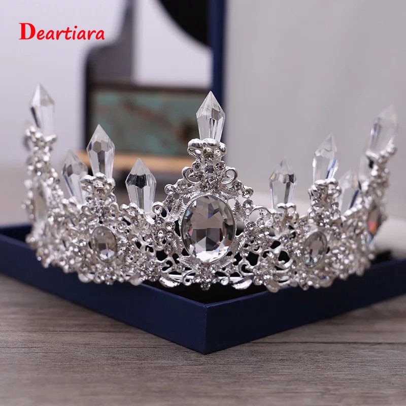 Königin Blumen Klar Österreichischen Kristall Spalte Tiara Crown Set Braut Hochzeit Prom