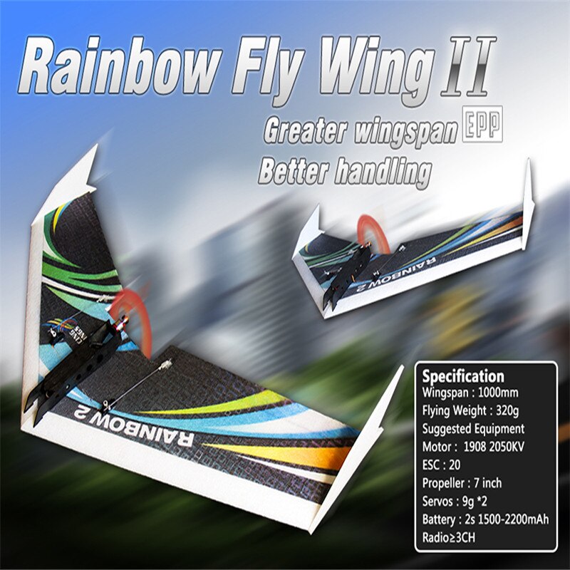 Dw Hobby Verbeterde Regenboog 1000 Mm Spanwijdte Epp Vliegende Vleugel Rc Vliegtuig Kit