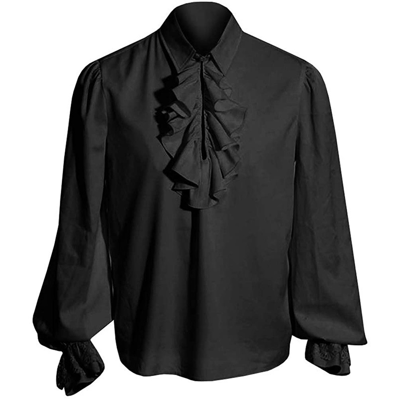 Herren Gothic Kostüm Set schwarz mittelalter lichen Gentleman Frack Shirt Steampunk Halloween Vampir Cosplay Kostüm: XXL / Blau