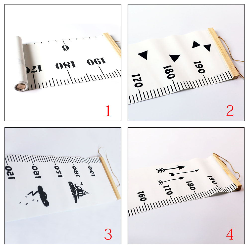 Rollable Simple Hanging Home Decoration Height Measure Ruler Wooden Kids Growth Chart Photography Prop