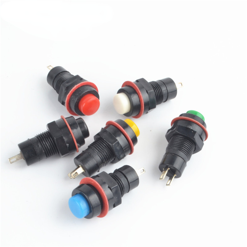 Spring return push button switch 10mm Normally Open no-fixed switch , momentary push button Latching Push Button 6pcs