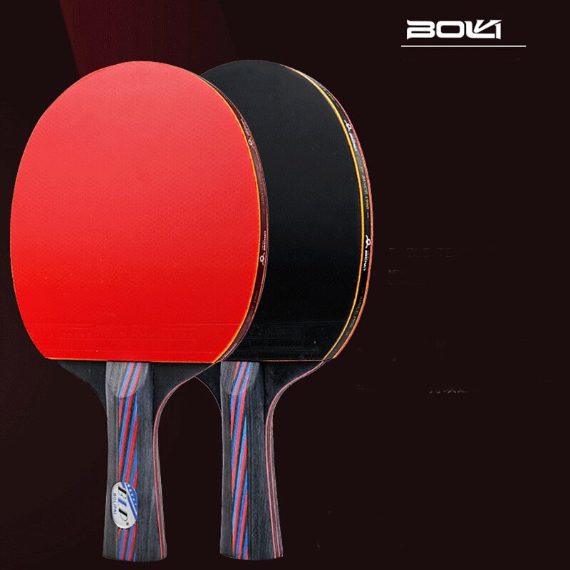 2 Stuks 7-Lagen Tafeltennis Bat Blade Rackets Lange Korte Handvat Beginner Training Ping Pong Paddle Racket Met draagtas 3 Ballen