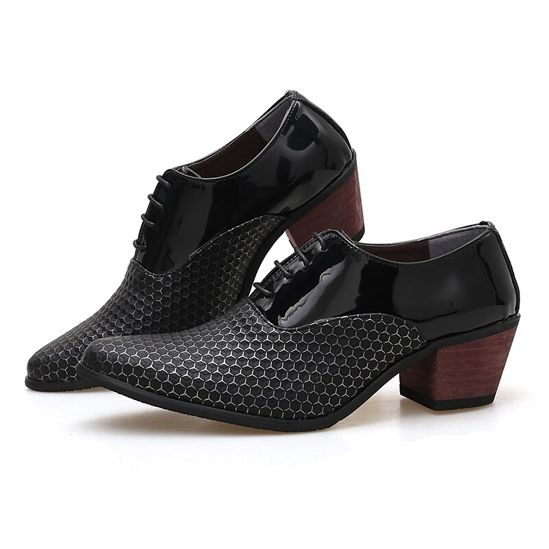 hombres blanco Formal zapatos de tacones altos Oxfords suave mocasín Homme Chaussure aumento de la altura de la vestido Barco de conducción zapatos Gommino: Negro / 44