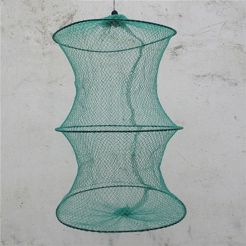 Folding Round Nylon Mesh Metal Frame Crab Fishing Net Fishing Accessory Minnow Tackle Trap Crawdad Cast Bait Landing Shrimp A3X7