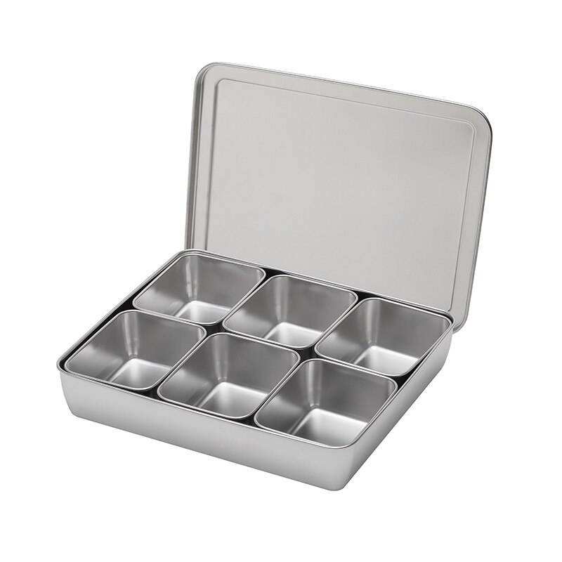 1-4-6-8Grids 201Stainless Steel Seasoning Box Rectangle Hotel Kitchen Supplies Multifunction 2020NEW Utensils